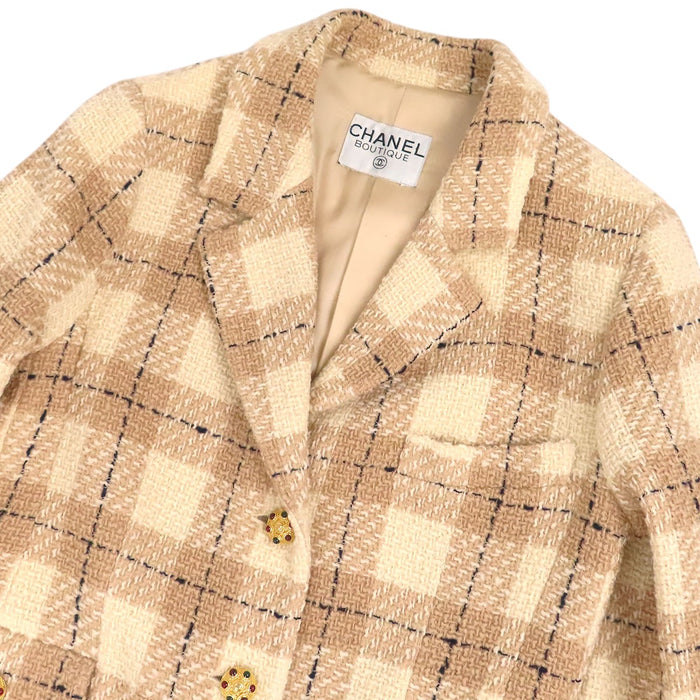 CHANEL 
COCO CC ココボタン チェック柄 
ココマーク グリポワ ツイード コート