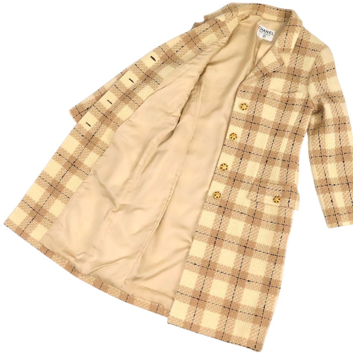 CHANEL 
COCO CC ココボタン チェック柄 
ココマーク グリポワ ツイード コート