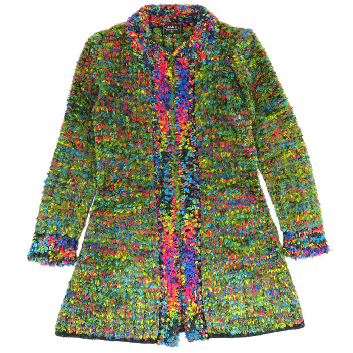 CHANEL 
ミックス ニット 
ツイード ロング カーディガン