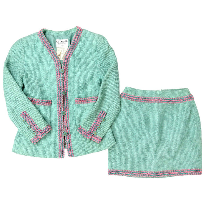 CHANEL 
94P COCO CC ヴィンテージ ココボタン ロゴ 
ココマーク ウェーブ トリム ツイード セットアップ