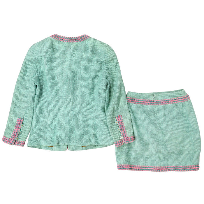 CHANEL 
94P COCO CC ヴィンテージ ココボタン ロゴ 
ココマーク ウェーブ トリム ツイード セットアップ