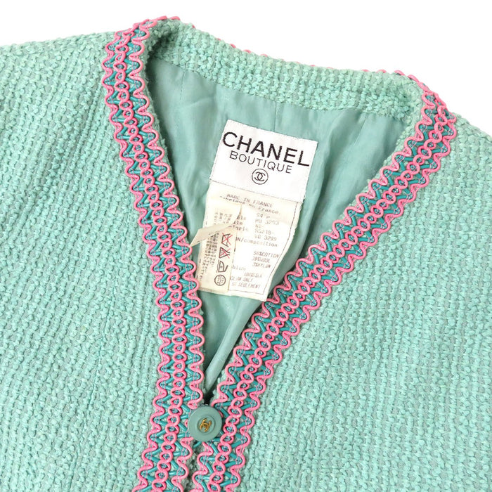 CHANEL 
94P COCO CC ヴィンテージ ココボタン ロゴ 
ココマーク ウェーブ トリム ツイード セットアップ