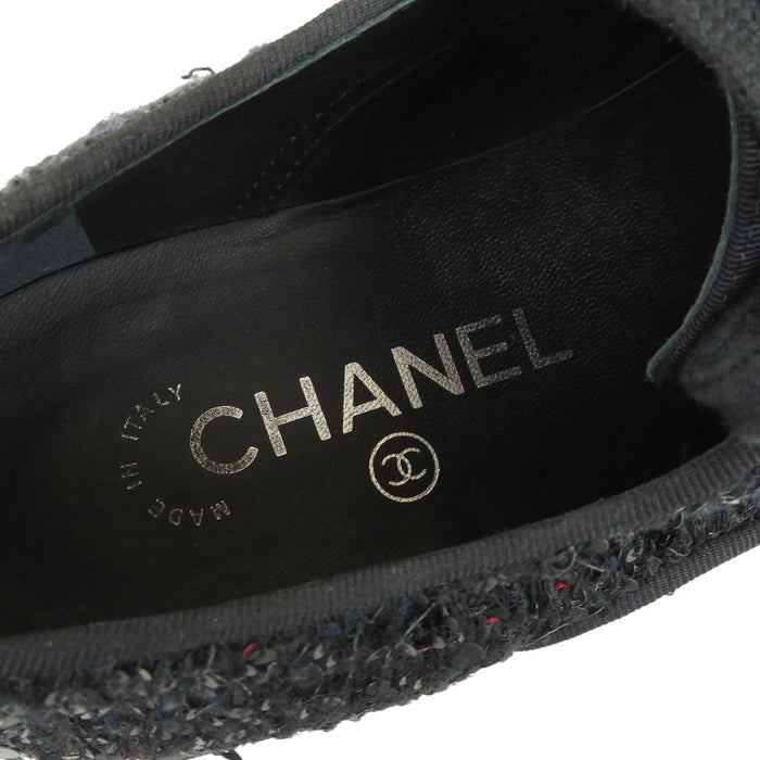 CHANEL 
COCO CC ツイード レースアップ フェイクパール 
ココマーク スパンコール ローカットスニーカー
