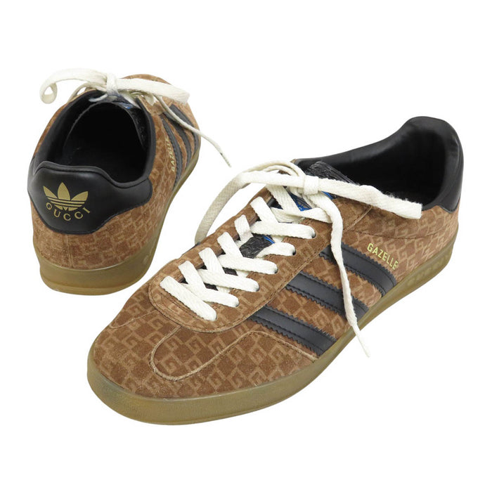 GUCCI  
阿迪达斯 盖泽尔 全图案 麂皮 皮革 系带  
adidas 联名 GAZELLE 标志 低帮 运动鞋