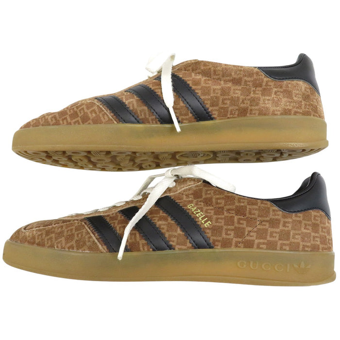GUCCI  
阿迪达斯 盖泽尔 全图案 麂皮 皮革 系带  
adidas 联名 GAZELLE 标志 低帮 运动鞋