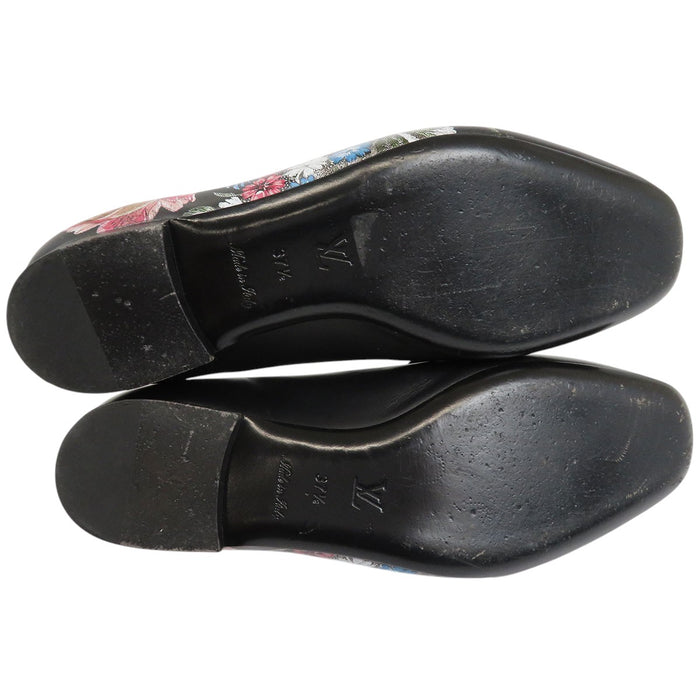 LOUIS VUITTON 
LV 花柄 レザー 
アッパーケース ライン ローファー