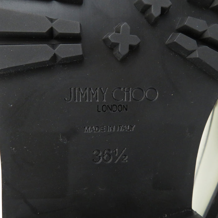 JIMMY CHOO 
レザー エンボス加工 
ロゴ ローファー