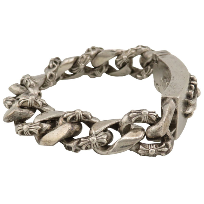 CHROME HEARTS 
ID Floral Cross Silver 13 Link 
Floral ID Fancy Bracelet 13 Link