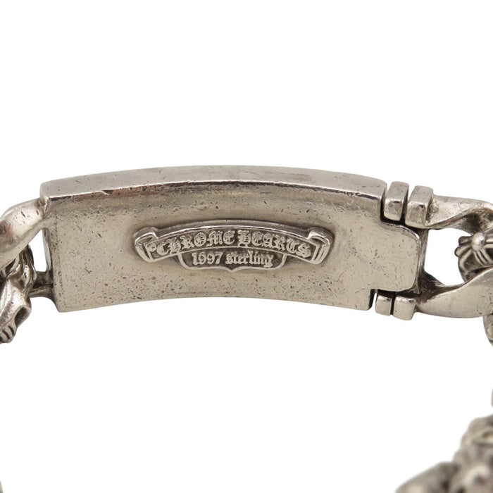 CHROME HEARTS 
ID Floral Cross Silver 13 Link 
Floral ID Fancy Bracelet 13 Link