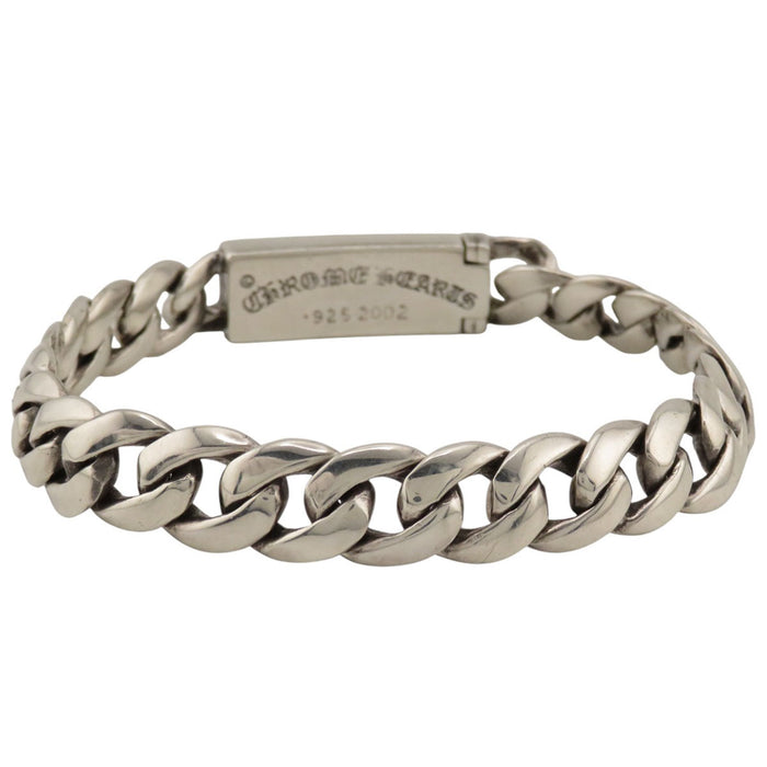 CHROME HEARTS 
Bracciale ID a catena 22 con croce floreale e pavé di rubini in argento, 22 maglie