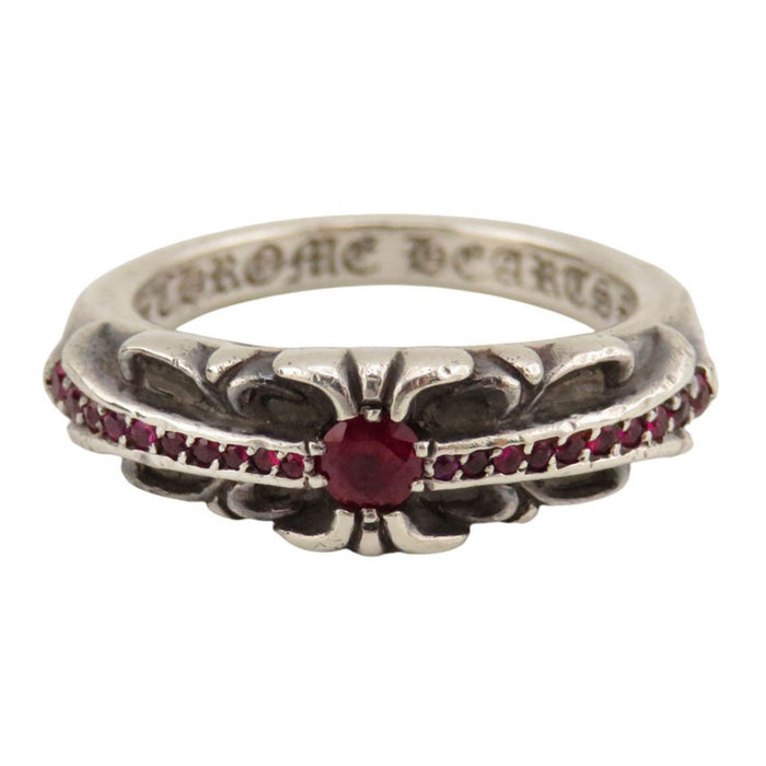 CHROME HEARTS  
CH 宝宝 经典 P 红宝石 指环 银  
宝宝 经典 花朵十字架 红宝石 戒指