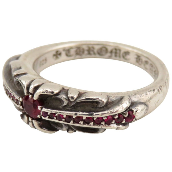 CHROME HEARTS  
CH 宝宝 经典 P 红宝石 指环 银  
宝宝 经典 花朵十字架 红宝石 戒指