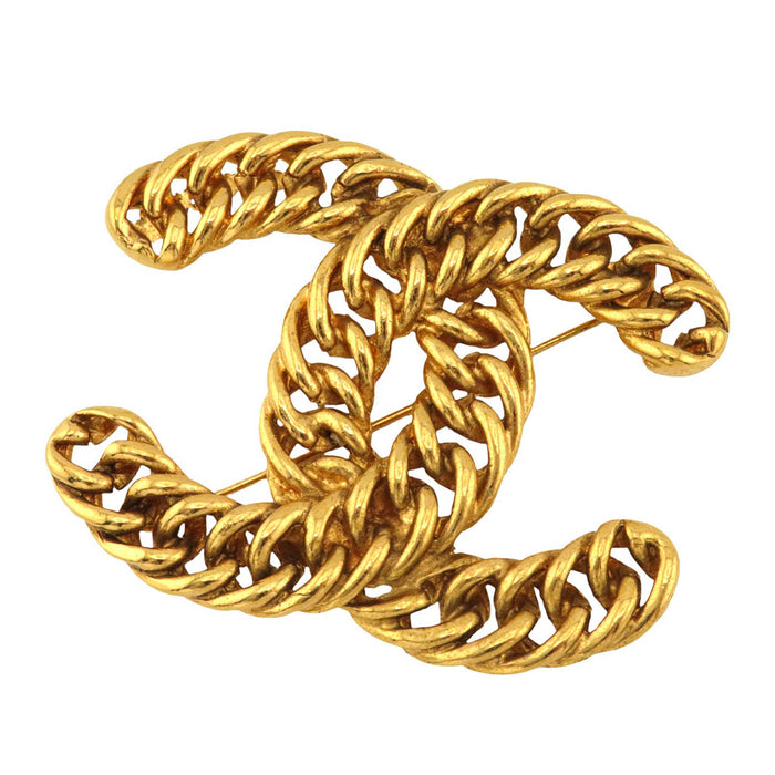 CHANEL 
COCO CC ロゴ ゴールドカラーメタル 
ココマーク チェーン ブローチ