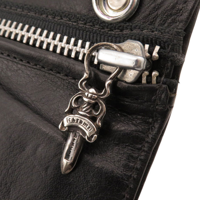 CHROME HEARTS  
CH 匕首拉鍊 銀飾  
十字球扣 皮革 錢包