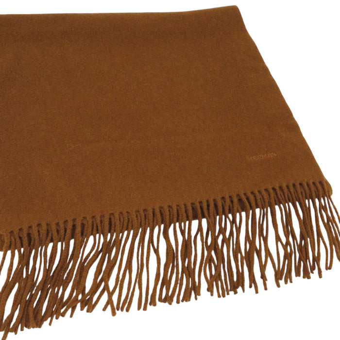 HERMES 
フリンジ 
ロゴ エンブロイダリー カシミヤ マフラー