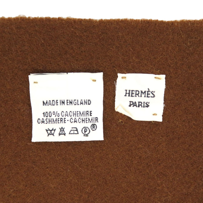 HERMES 
フリンジ 
ロゴ エンブロイダリー カシミヤ マフラー