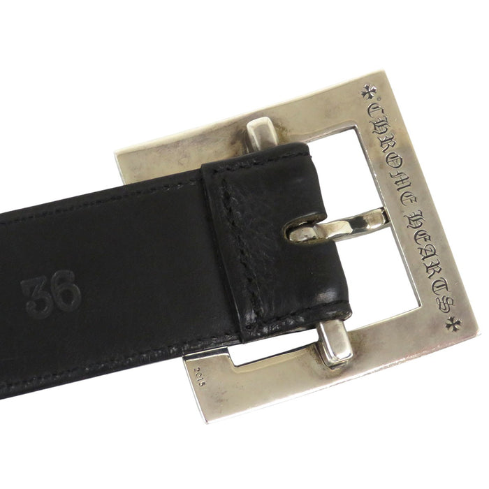 CHROME HEARTS 
CHプラス クロス シルバー レザー 
ピラミッド プラス バックル ベルト