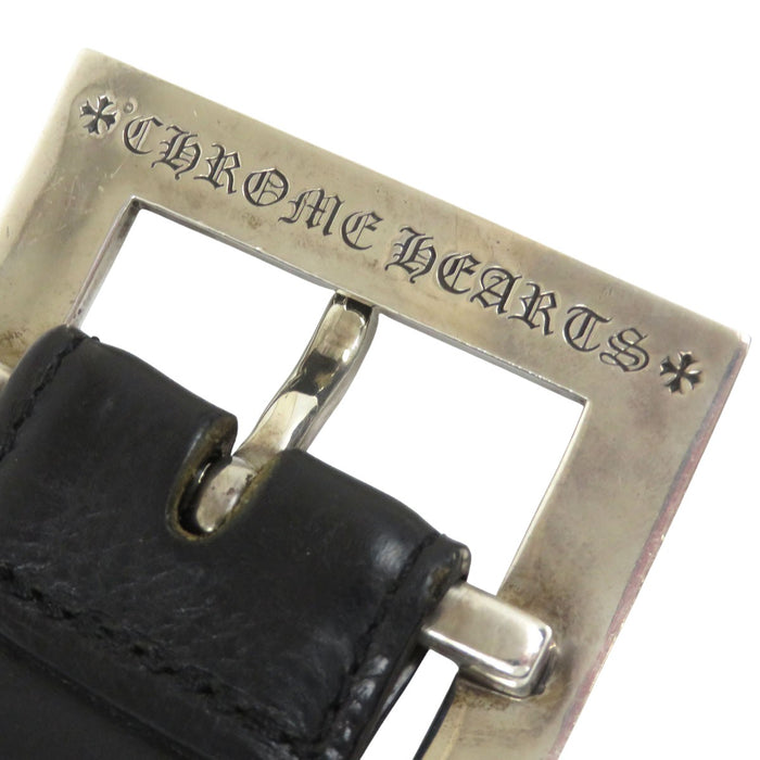 CHROME HEARTS 
CHプラス クロス シルバー レザー 
ピラミッド プラス バックル ベルト