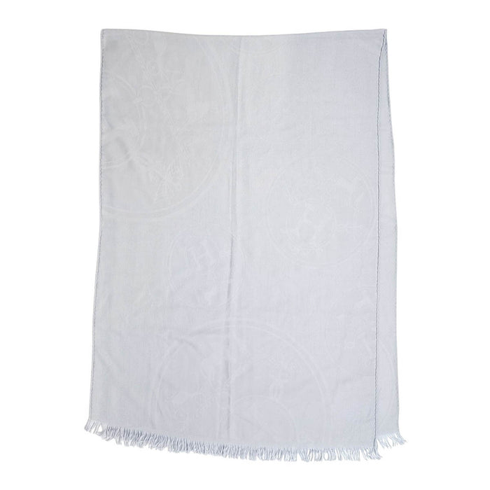 HERMES 
H アッシュ ロゴ カシミヤ シルク混 カシシル フリンジ 
ニュー リブリス ストール