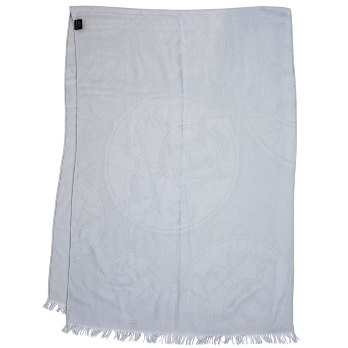 HERMES 
H アッシュ ロゴ カシミヤ シルク混 カシシル フリンジ 
ニュー リブリス ストール