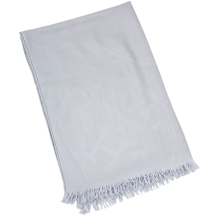 HERMES 
H アッシュ ロゴ カシミヤ シルク混 カシシル フリンジ 
ニュー リブリス ストール