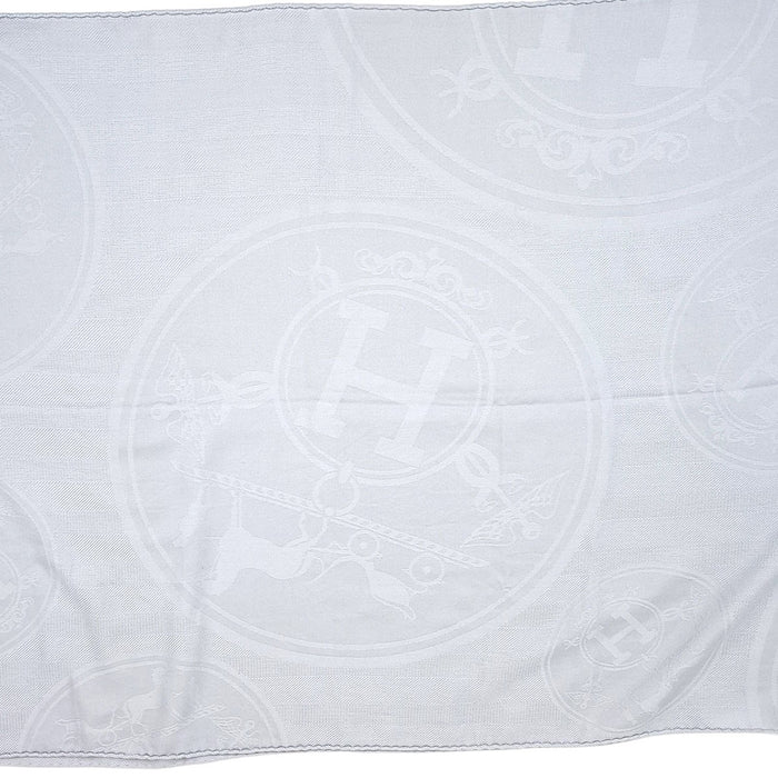 HERMES 
H アッシュ ロゴ カシミヤ シルク混 カシシル フリンジ 
ニュー リブリス ストール