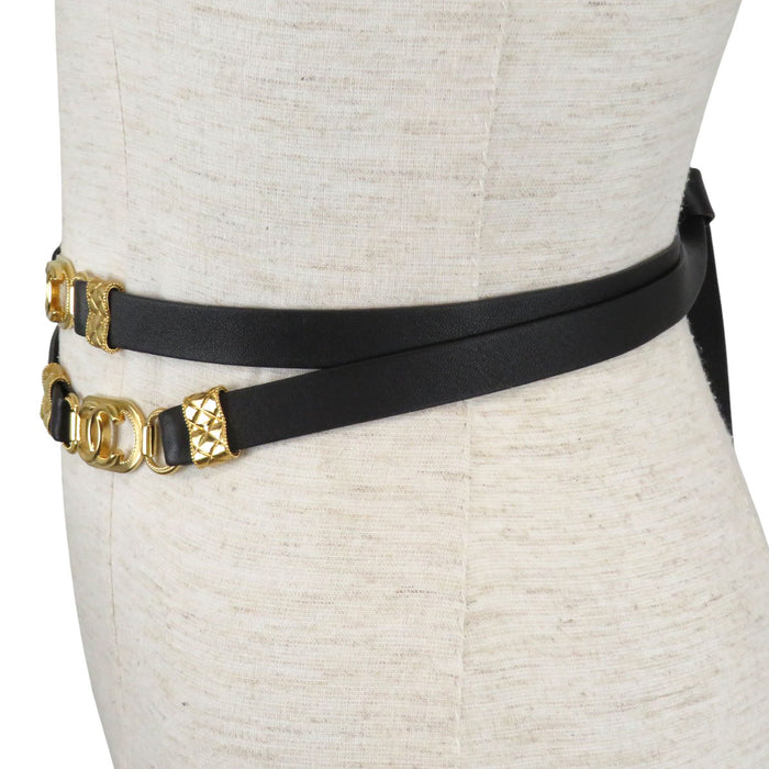 CHANEL 
COCO CC logo métal couleur or cuir B21C 
ceinture avec emblème Coco