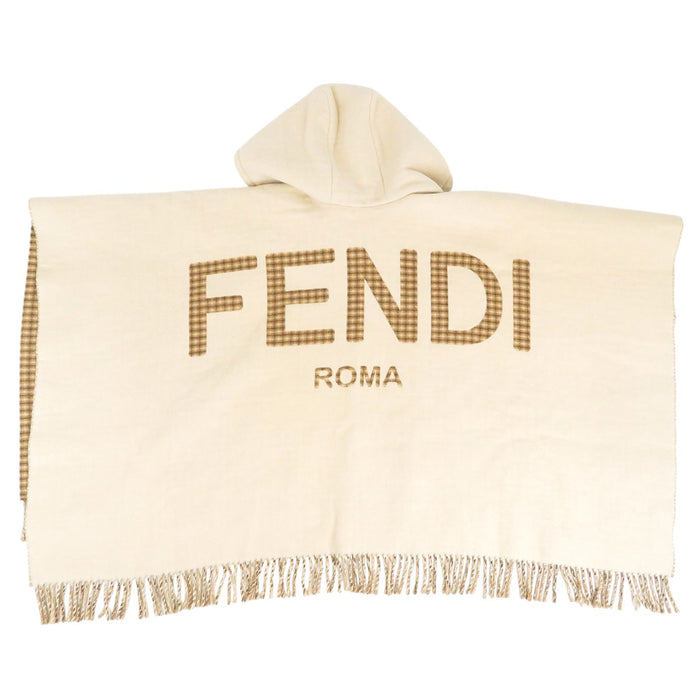 FENDI 
フード フリンジ ウール混 カシミヤ混 
ロゴ ケープ
