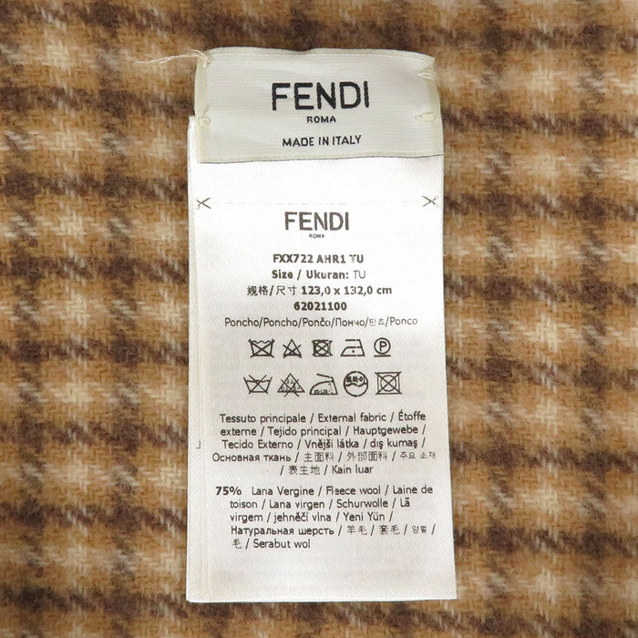 FENDI 
フード フリンジ ウール混 カシミヤ混 
ロゴ ケープ