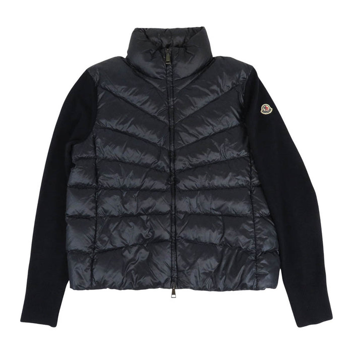 MONCLER 
ワッペン ダブルジップ ナイロン ウール 2023年製 
CARDIGAN TRICOT ニット 切替 ダウンジャケット