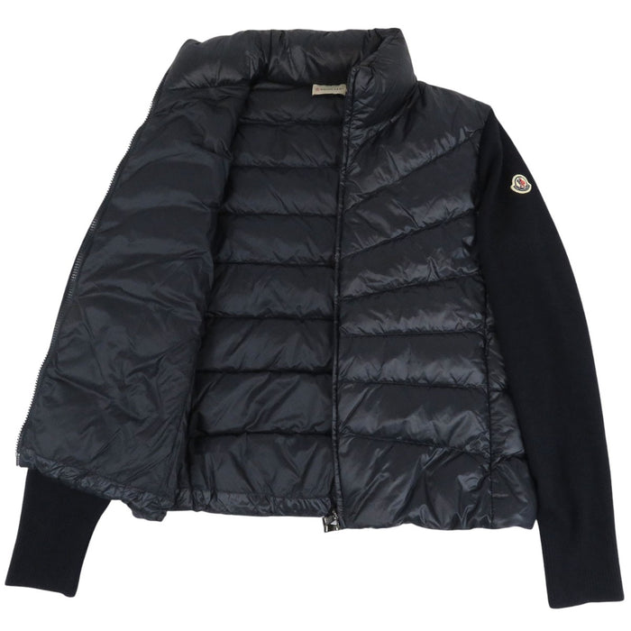 MONCLER 
ワッペン ダブルジップ ナイロン ウール 2023年製 
CARDIGAN TRICOT ニット 切替 ダウンジャケット