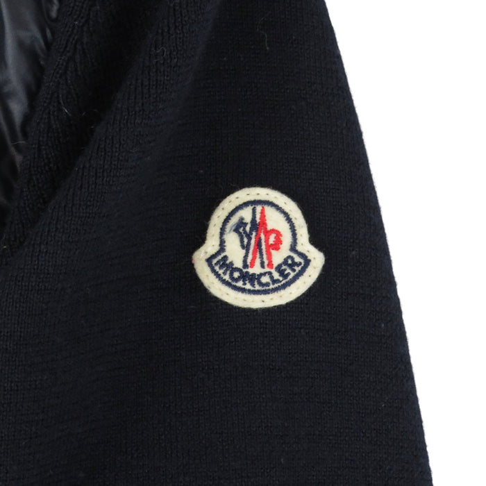 MONCLER 
ワッペン ダブルジップ ナイロン ウール 2023年製 
CARDIGAN TRICOT ニット 切替 ダウンジャケット