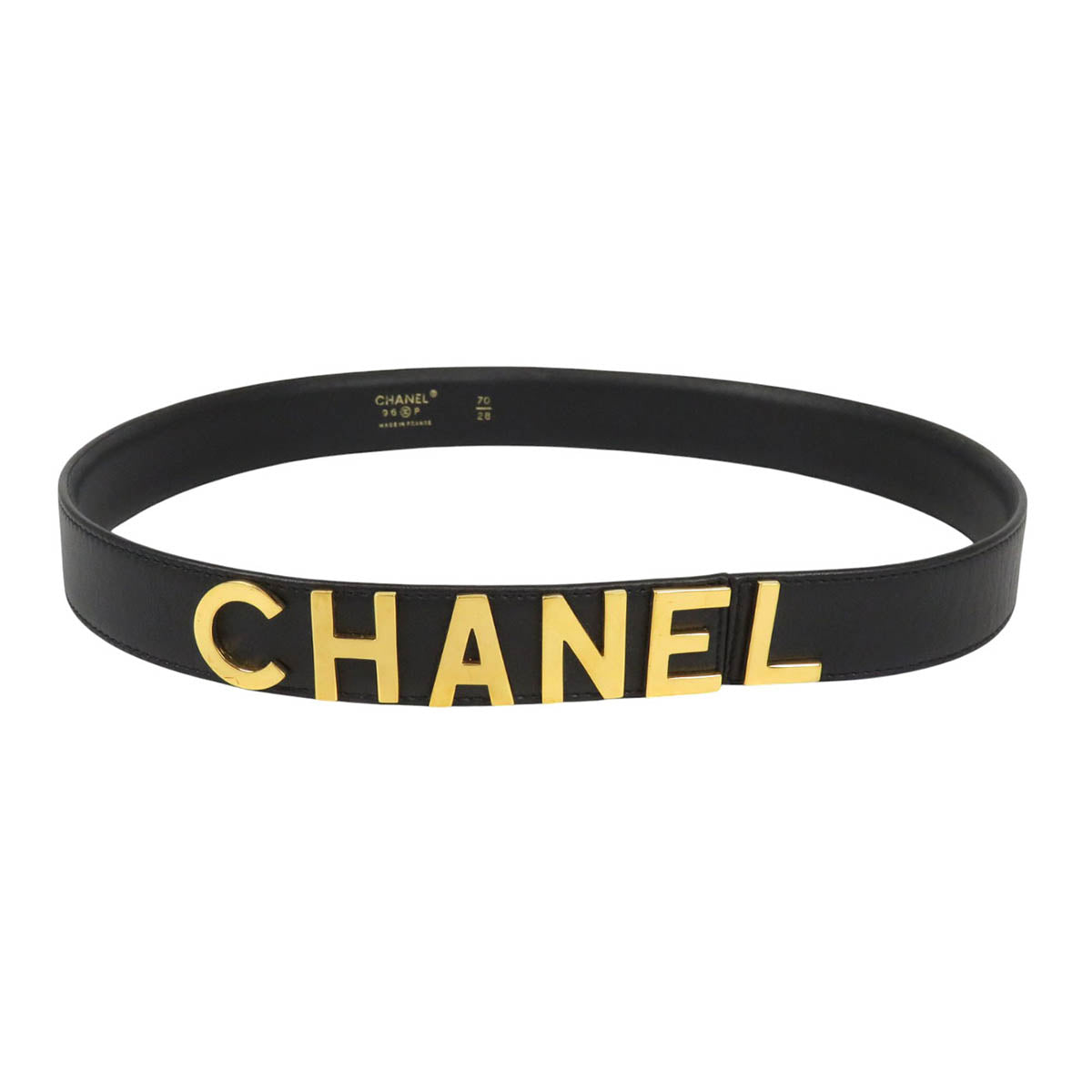 CHANEL 96P レザー ゴールドカラーメタル ヴィンテージ ロゴ ベルト