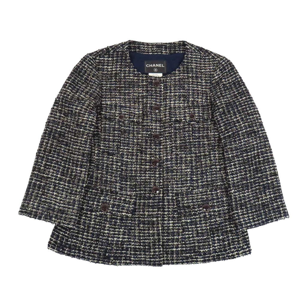 CHANEL ビジュー ツイード ノーカラー ジャケット– TS Trading Co., Ltd.