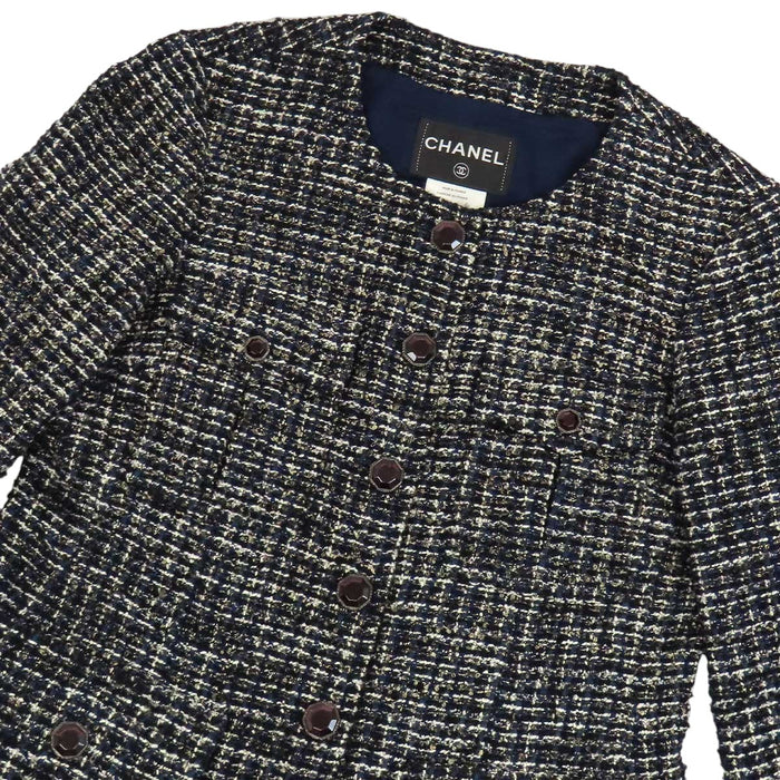 CHANEL 
ビジュー 
ツイード ノーカラー ジャケット