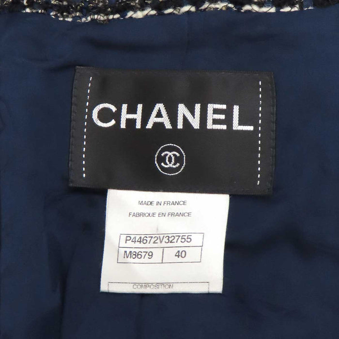 CHANEL 
ビジュー 
ツイード ノーカラー ジャケット