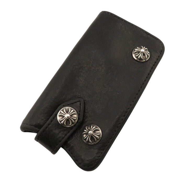 CHROME HEARTS 
KEY CASE CHプラス シルバー 
クロスボタン レザー キーケース