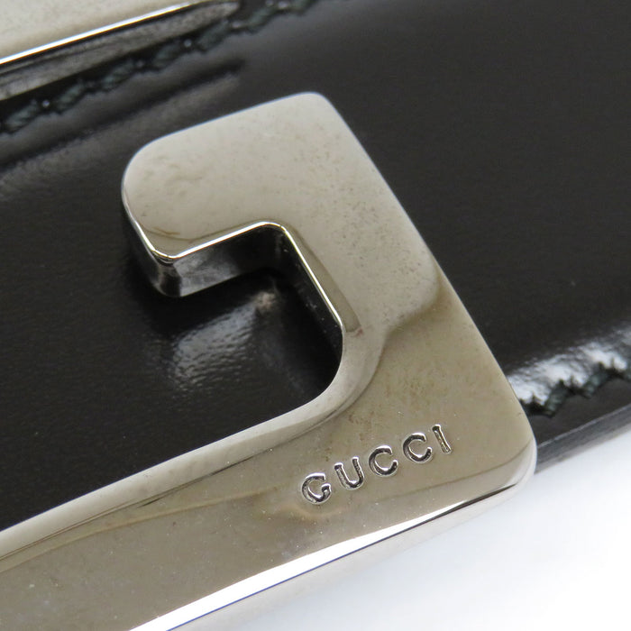 GUCCI  
Leather Logo Silver-Colored Metal  
Square G Buckle Belt