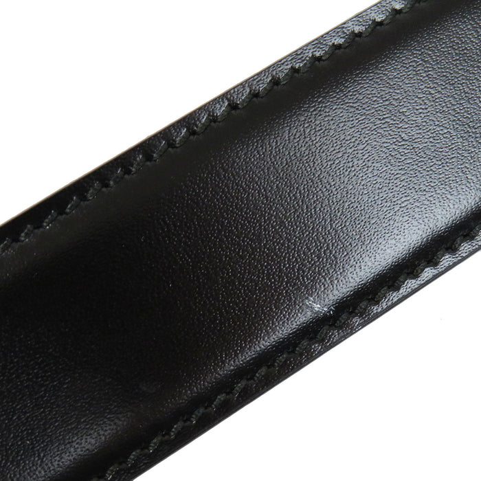 GUCCI  
Leather Logo Silver-Colored Metal  
Square G Buckle Belt