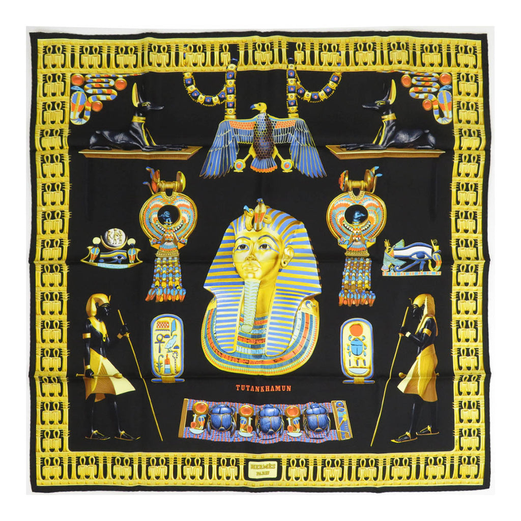 HERMES Large square silk scarf Carré 90 Tutankhamun Tutankhamun