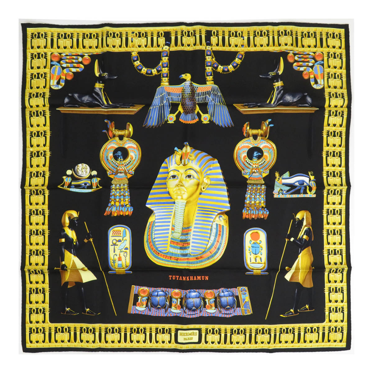 HERMES Large square silk scarf Carré 90 Tutankhamun Tutankhamun