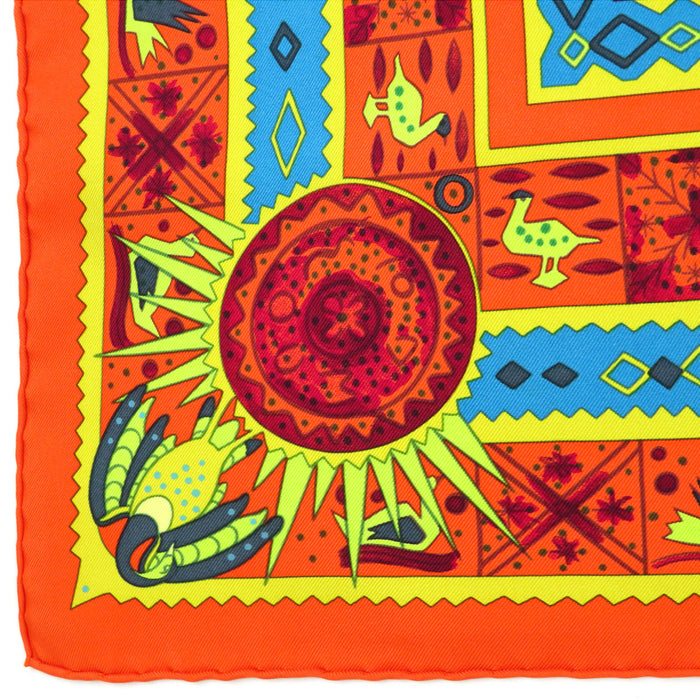 HERMES 
スカーフ 大判 シルク 
カレ 90 ORS BLEUS D'AFRIQUE アフリカの青い金