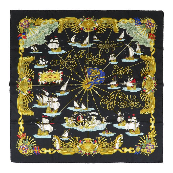 HERMES 
大判 シルク 
カレ 90 VOILES DE LUMIERE 光の帆船