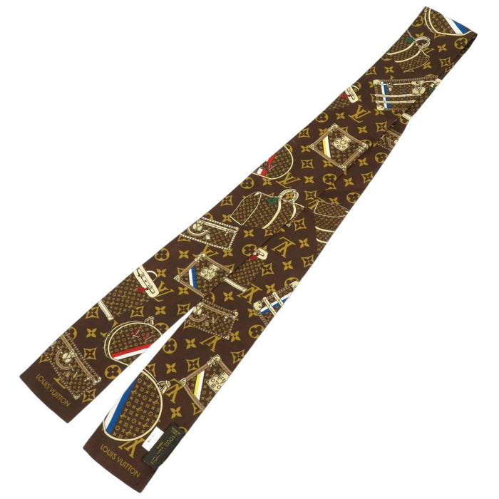 LOUIS VUITTON 
LV ロゴ バッグ柄 シルク 
バンドー モノグラム トランク柄 スカーフ