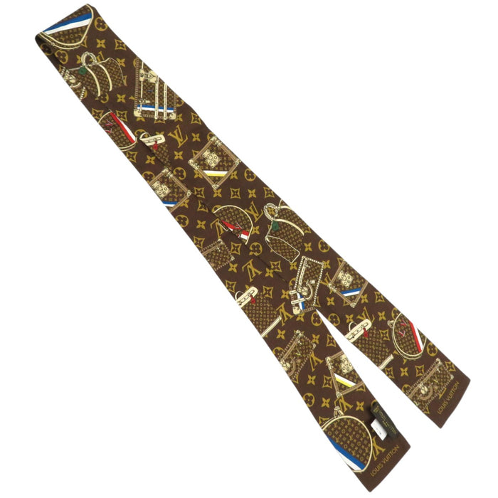 LOUIS VUITTON 
LV ロゴ バッグ柄 シルク 
バンドー モノグラム トランク柄 スカーフ