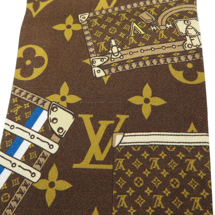 LOUIS VUITTON 
LV ロゴ バッグ柄 シルク 
バンドー モノグラム トランク柄 スカーフ
