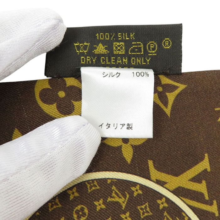 LOUIS VUITTON 
LV ロゴ バッグ柄 シルク 
バンドー モノグラム トランク柄 スカーフ