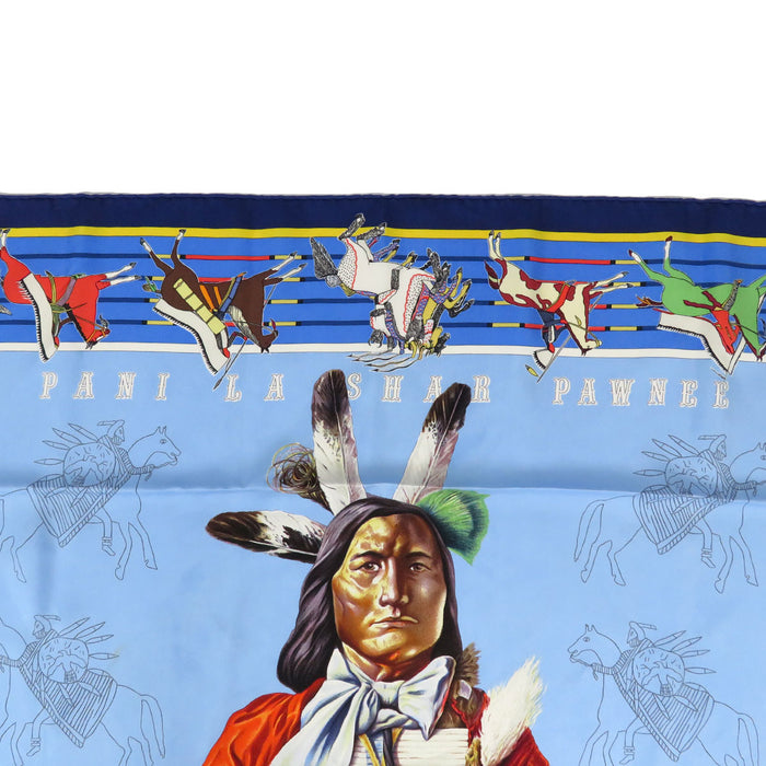 HERMES 
シルク 大判 馬 
カレ 90 PANI LA SHAR PAWNEE パウニー族の首長 スカーフ