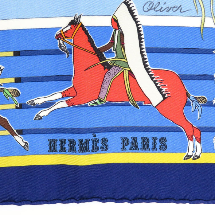 HERMES 
シルク 大判 馬 
カレ 90 PANI LA SHAR PAWNEE パウニー族の首長 スカーフ