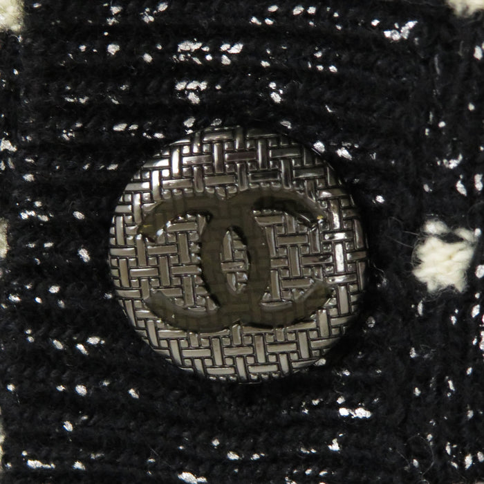CHANEL 
COCO CC ココボタン ウール カシミヤ 
ココマーク ラメ ボーダー カーディガン